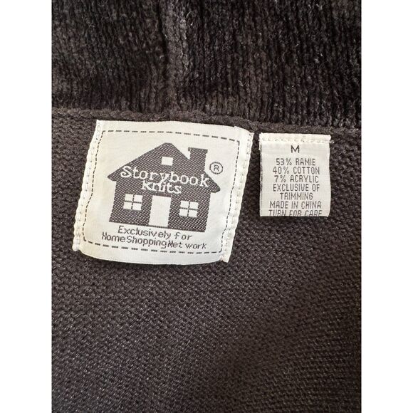 Vintage Storybook Knits Western Beauty Black and Pink Embroidered Sweater size M - Picture 3 of 13